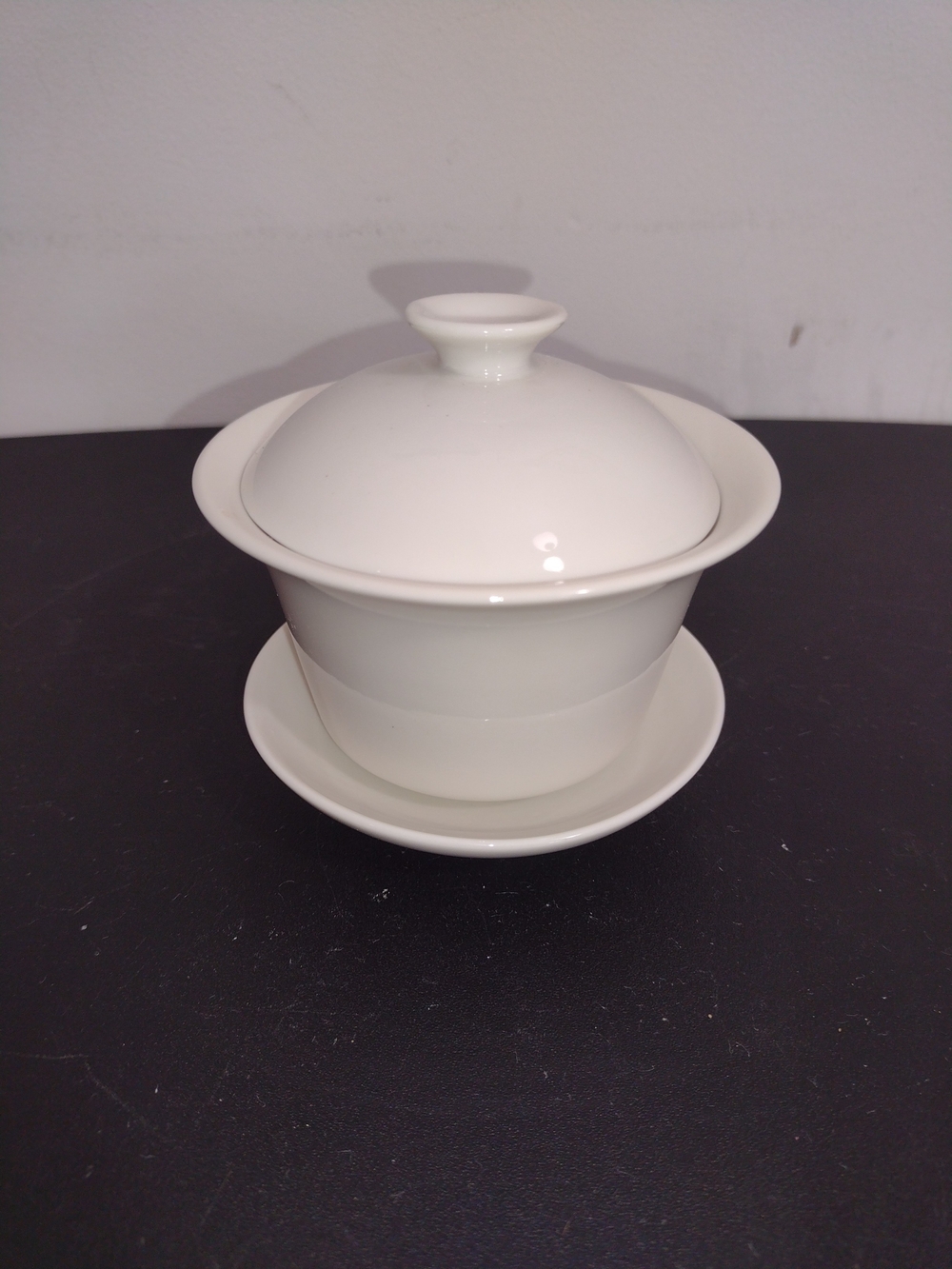 White Ceramic Covered Tea Bowl with Saucer - Classic Home Dining